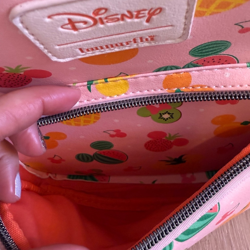 Disney Loungefly Pink Fruit Print Backpack and Wallet Set - Picture 3 of 9